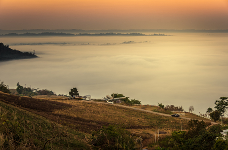 Sea of mist in the morning at Khao Kho,Phetchabun Province,northern Thailand.の写真素材