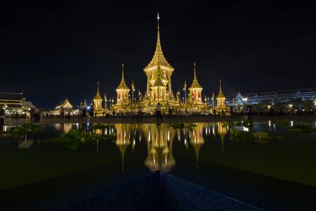 Exhibition on royal cremation ceremony, Sanam Luang Ceremonial Ground, Bangkok, Thailand - November 7, 2017 : Royal Crematorium for the Royal Cremation of His Majesty King Bhumibol Adulyadejのeditorial素材