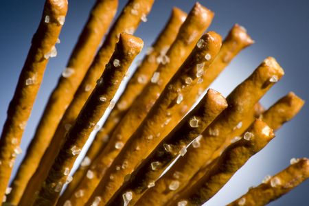 Group of pretzel sticks with  brightly lit backgroundの写真素材