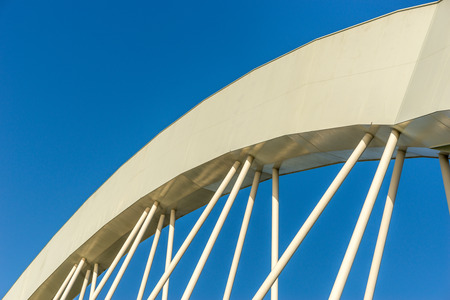 Whitebridge showing beams and cables against a blue sky