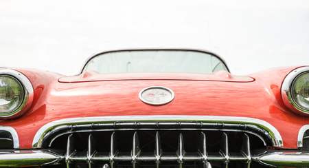 Front of a classic American carの写真素材
