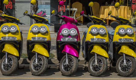 scooters in a rowのeditorial素材