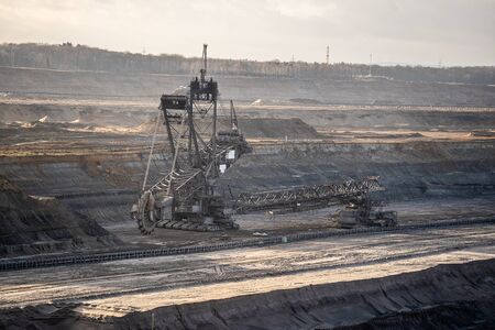 A lignite mine or lignite quarry is a open-cast mine where lignite is extracted. Brown coal mines are mainly known from Germany, Poland and the Czech Republicの写真素材