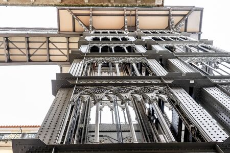 Image of the famous elevator in Lisbon: Santa Justa elevator or the Santa Justa elevator. It attracts many touristsの写真素材