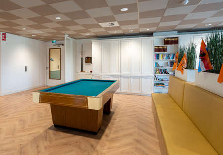 BREDA / NETHERLANDS - JUNE 22, 2021: Billiard table in a recreational relaxation area