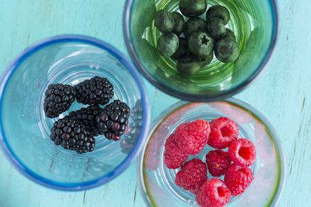 Clouseup of berries -ingredients of infused water.の写真素材