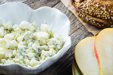 Closeup of blue cheese sandwich ingredients.の写真素材