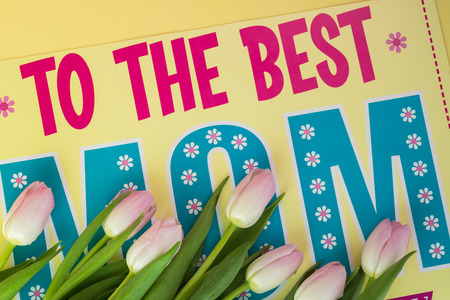 Close up of pink tulips for Mothers Day celebration.の写真素材
