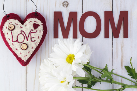 Top view of white chrysanthemums for Mother day.の写真素材