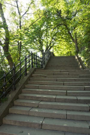 spring shot of the stairs in park, budapestの写真素材