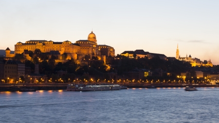 Spring shot of the Royal Palace, Budapest in the eveningの写真素材