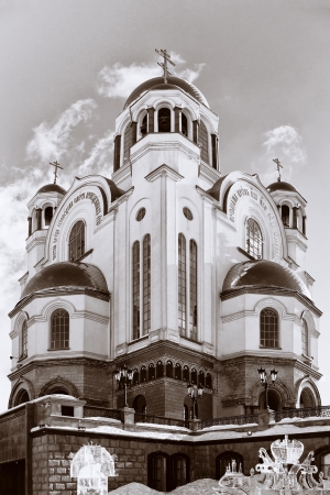Church on Blood in Honor of All Saints Resplendent in the Russian Land. Yekaterinburg. Russiaの写真素材