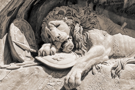 Dying lion monument in Lucerne (Lucern), Switzerlandの写真素材