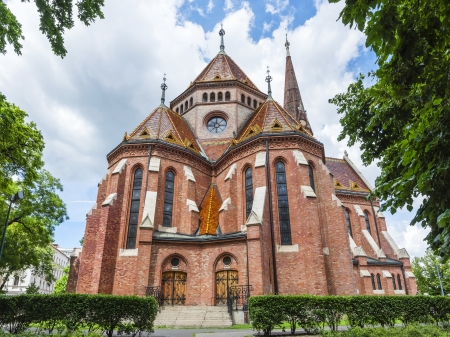 Spring shot of Buda Reformed Church, Budapestの写真素材