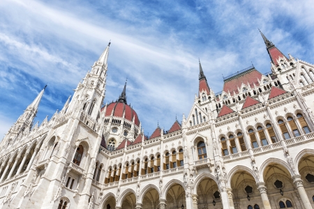 Day view of the Budapest parliament building, Hungary.の写真素材