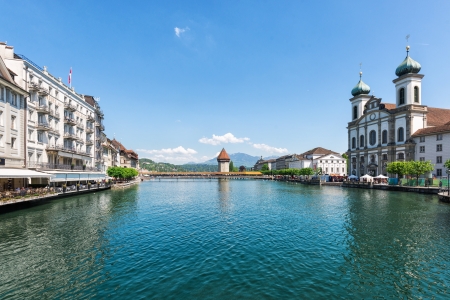 Summer shot of historical center of the Lucerne, Switzerlandの写真素材
