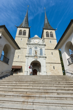 Lucerne - Hofkirche cathedral, Switzerlandの写真素材