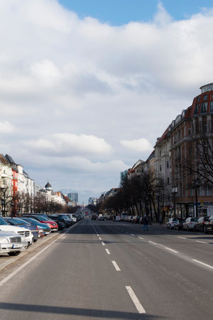 View along a Berlin boulevard in the direction of Victory Column and Red Townhall - Berlin, Germany - 02/04/2018のeditorial素材
