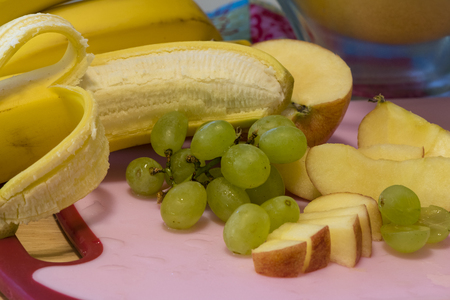 Many fresh fruits as ingredients for the vegan and healthy cuisineの写真素材