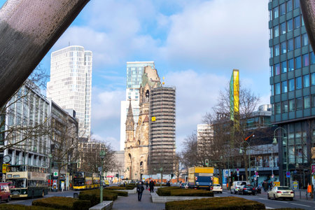 Berlin, Germany - March 27, 2018: View through the city of Berlin Boulevard