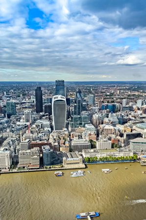 London, UK - August 1, 2015: View from a skyscraper to the cityscape of London.のeditorial素材