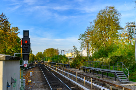 Berlin, Germany - October 26, 2019: Track forecourt of the Berlin S-Bahn at Berlin-Lichtenrade station.のeditorial素材