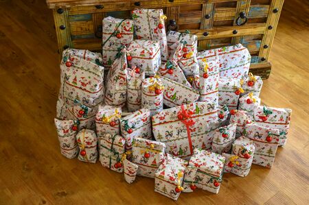 Wrapped gifts that are part of an advent calendar.
