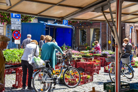 Dannenberg, Germany - May 23, 2019: View to a market square in the center of Dannenberg in Germany.のeditorial素材