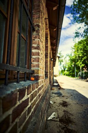Lost place: Detail of a historic station building in Berlin, Germany, which is being demolished for the construction of a new route.の写真素材