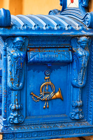 Berlin, Germany - May 13, 2020: Details of a historical letter box from the old Prussia in Berlin, Germany, which is still used for letter delivery today.のeditorial素材