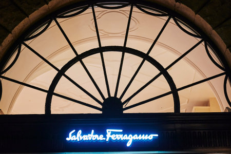 Berlin, Germany - August 16, 2020: View to the company sign of a luxury accessories shop on...