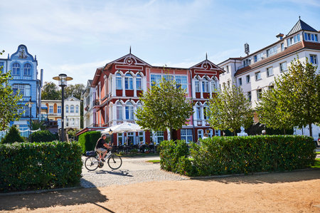Bansin, Germany - September 12, 2019: Cityscape of the small Baltic Sea town of Bansin on the island Usedom.のeditorial素材
