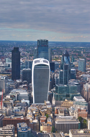 London, UK - August 1, 2015: View from a skyscraper to the cityscape of London.のeditorial素材