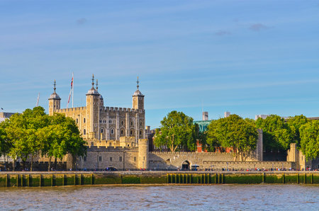 London, Great Britain - August 1, 2015: View to parts of the Tower of London in the dusk.