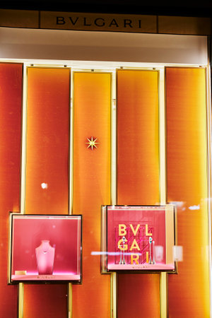 Berlin, Germany - August 16, 2020: View to the company sign of a luxury accessories shop on...