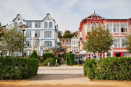 Bansin, Germany - September 15, 2019: Promenade in the small Baltic Sea town of Bansin on the island Usedom in Germany.のeditorial素材