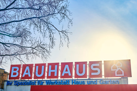 Berlin, Germany - January 26, 2021: Large sign of a hardware store in Germany.のeditorial素材