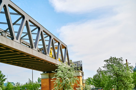 Berlin, Germany - May 10, 2020: Scene in the park at Gleisdreieck in the center of Berlin in Germany.のeditorial素材