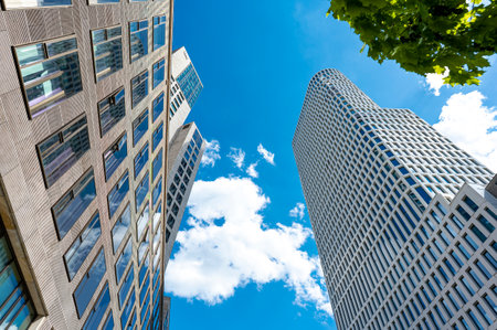 Berlin, Germany - April 27, 2024: Low angle shot of the skyscrapers in the western city center of Berlin.のeditorial素材