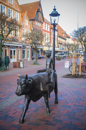 Boy on Cow in Buxtehudeのeditorial素材