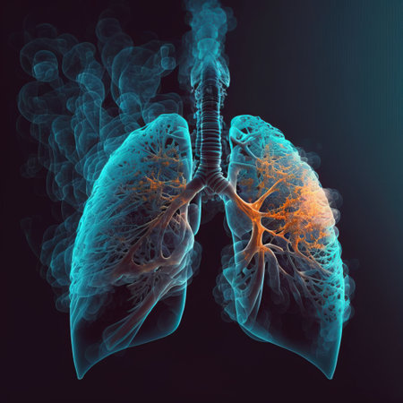 Lungs and bronchus in x-ray image.の素材