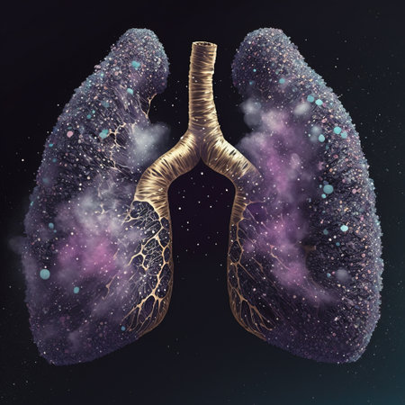 Lungs on a dark background. 3d render. Elements of this image furnished by NASAの素材