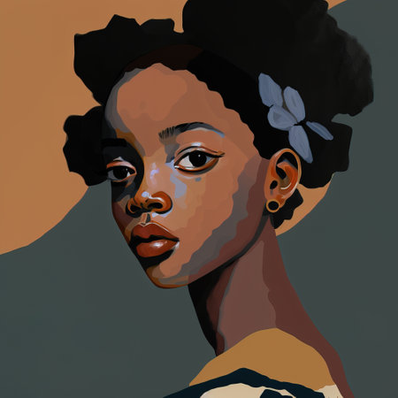 Portrait of beautiful african american woman. Vector illustration.の素材