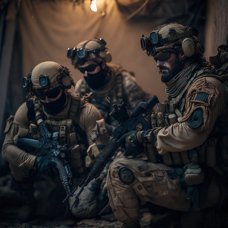 Group of special forces soldiers in full gear. Special forces soldiers in full gear.の素材