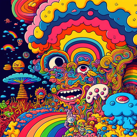 Colorful hand drawn doodle monsters background. Vector illustration.の素材