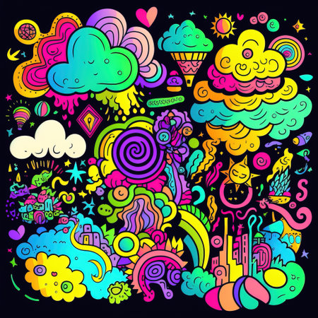 Cartoon cute doodles hand drawn Crazy doodle City,Vector illustrationの素材