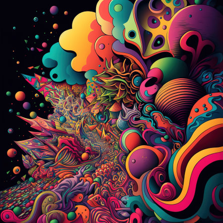 Colorful psychedelic background. Psychedelic vector design for Halloween.の素材