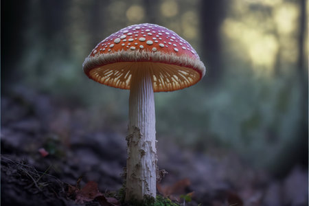 Amanita muscaria, fly agaric in the forestの素材