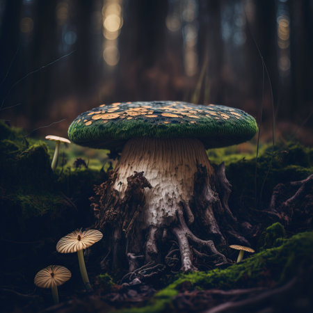 Mushroom in the autumn forest. Beautiful nature scene with mushrooms.の素材