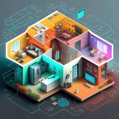 House isometric concept. 3d illustration of house isometric concept for web designの素材